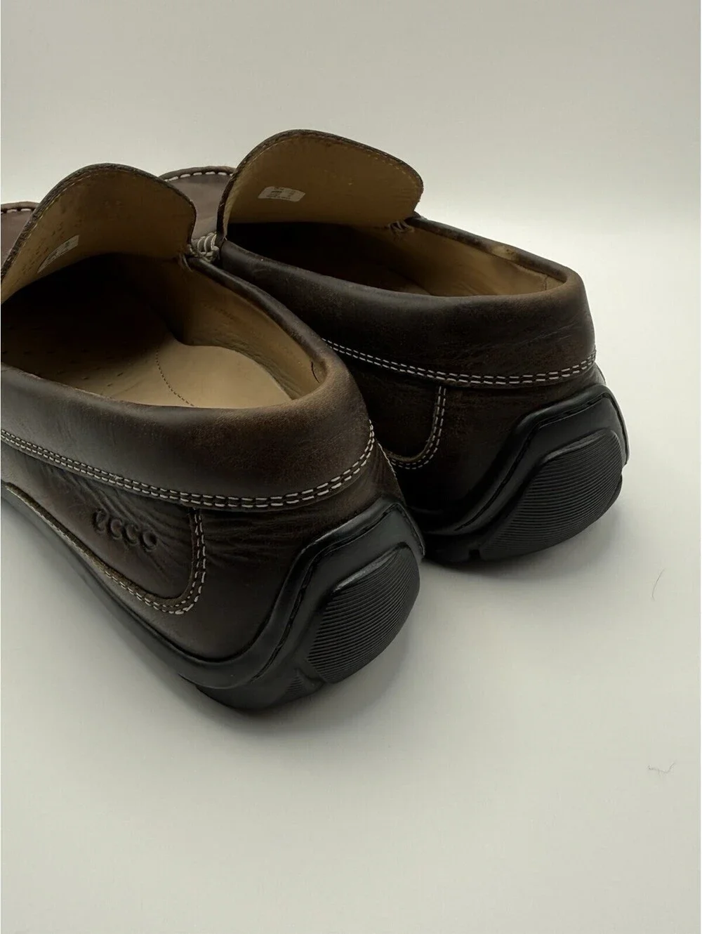 ECCO Classic Moc 2.0 Leather Slip On Loafers Men Sz 9/9.5 EU 42 Brown Drivers
